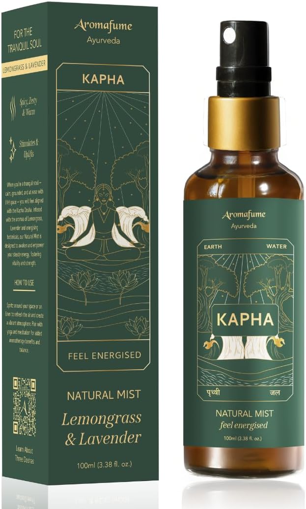 Lemongrass & Lavender Ayurveda Mist | Kapha Balancing Room Spray |Air Freshener |Home Fragrance |Use for Aromatherapy, Relaxation, Sleep, Stress Relief |Reiki, Yoga, Meditation Mist |100ml |Aromafume
