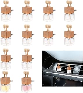 12 Pack Empty Car Air Freshener Perfume Clip Glass Essential Oil Diffuser Bottle Aromatherapy Fragrance Diffuser Vent Outlet Ornament Decor