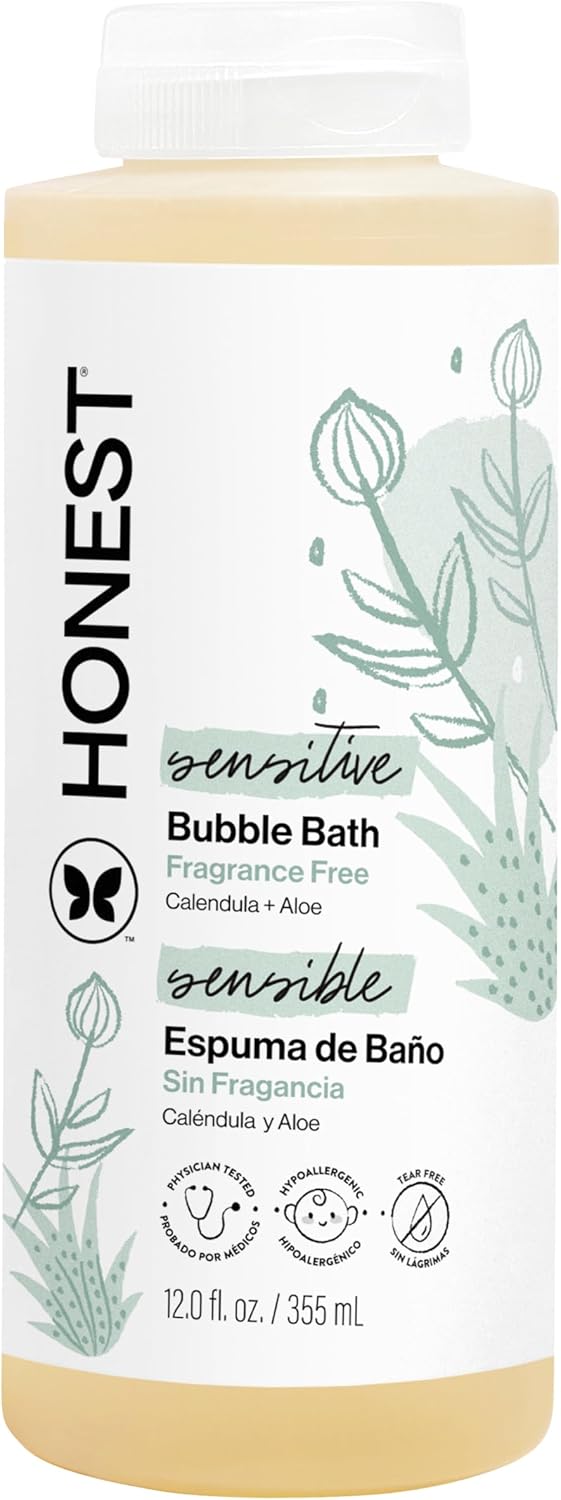The Honest Company Foaming Bubble Bath Gentle for Baby, Naturally Derived, Tear-free, Hypoallergenic, Fragrance Free, Sensitive, 12 fl oz