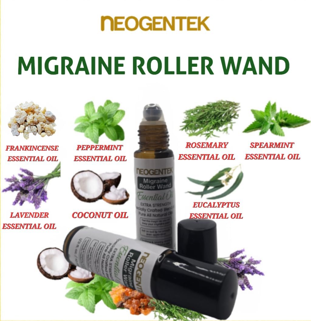 Migraine, Sinus Essential Oil Roller | Crafted Blend of 7 Powerful Essential Oil | Natural Comfort & Relaxation – Aromatherapy Roll-On for Headache, Sinus 10ml