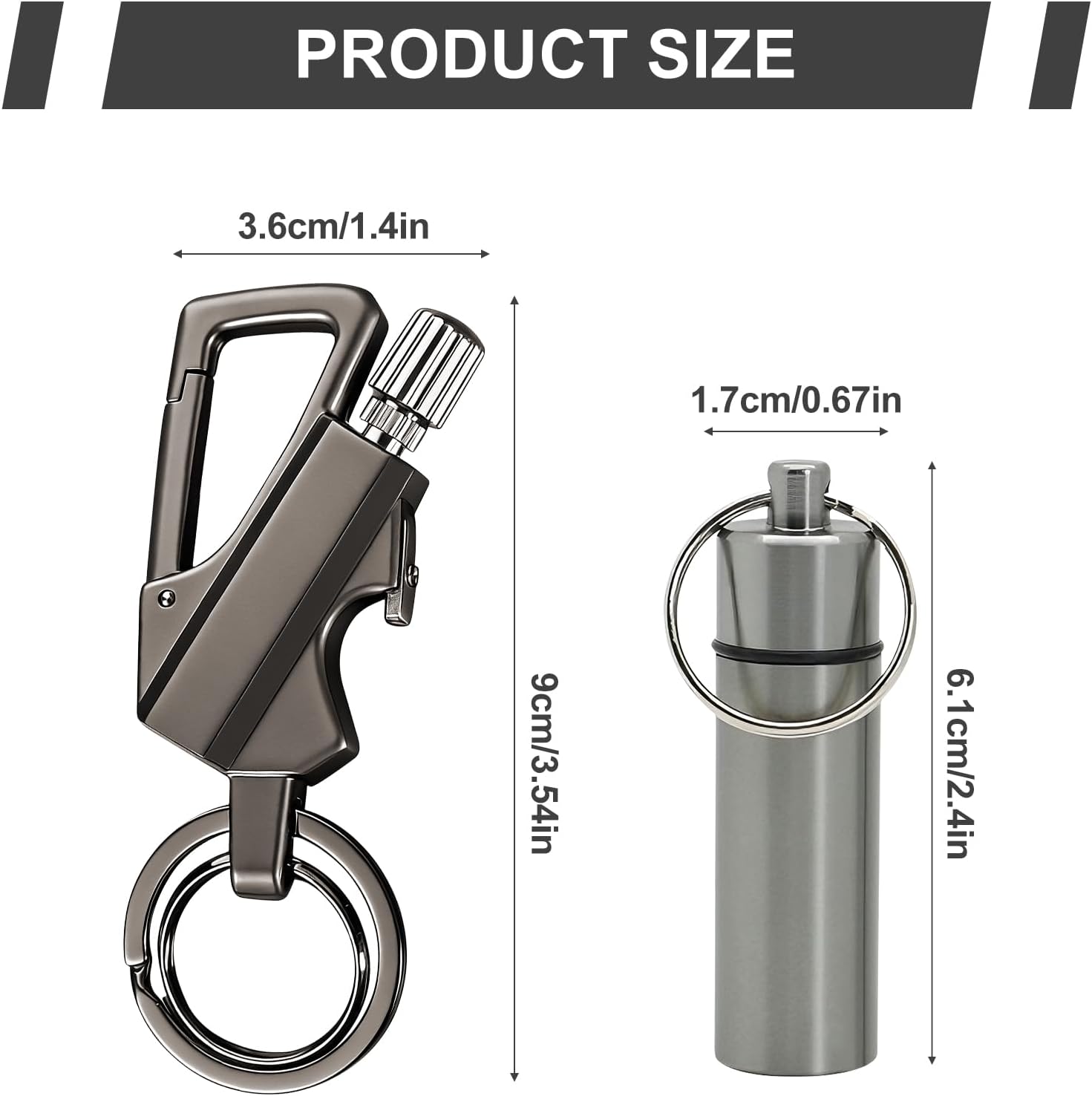 2 Pack Permanent Match Infinity Lighter with Tinder Storage Canister, Multitool Keychain Bottle Opener, Reusable Waterproof Match Strike Anywhere, Forever for Outdoor Survival, for Men Women