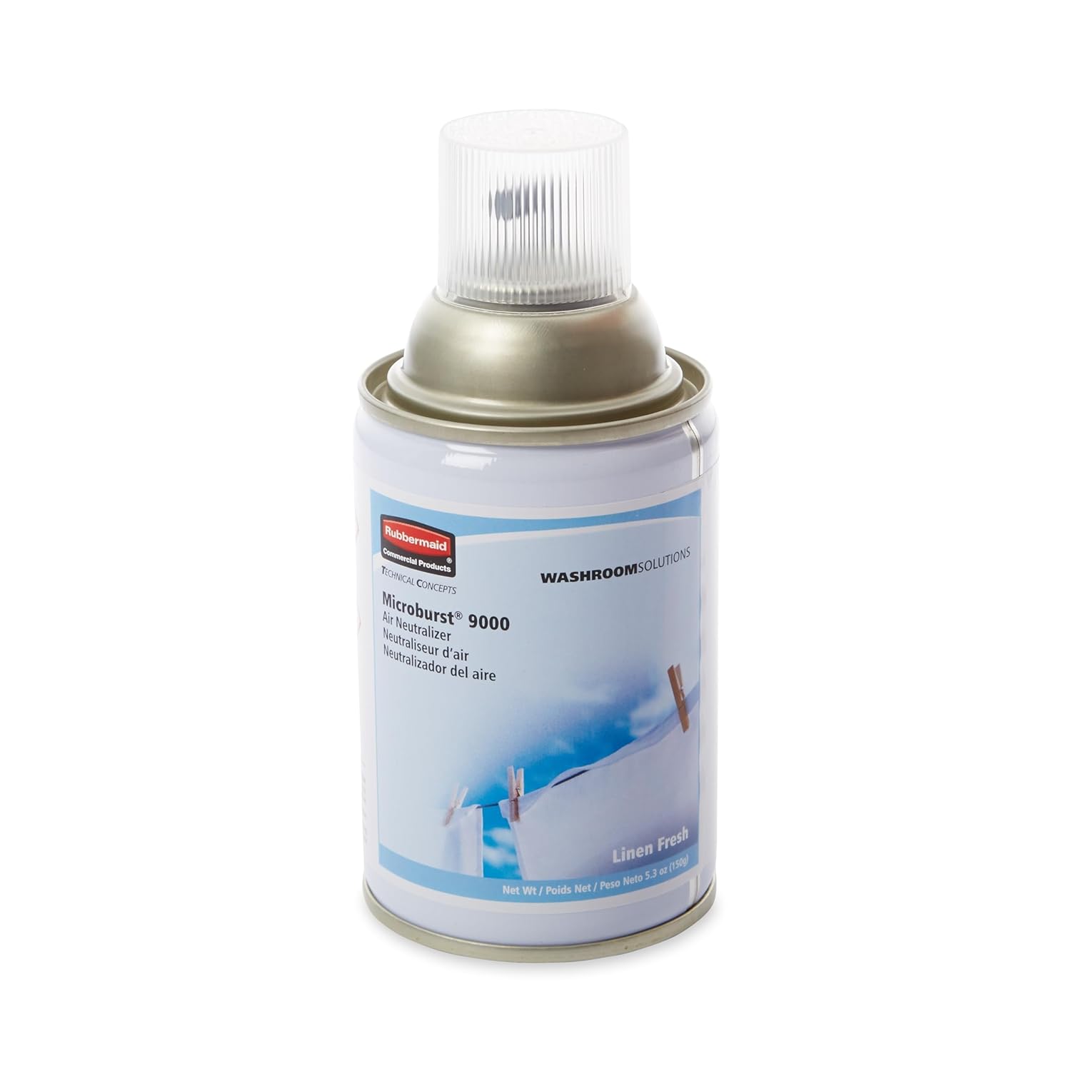 Rubbermaid Commercial Products Microburst 9000 Air Freshener Aerosol Refill Linen Fresh Long Lasting Automatic Odor Control System for Restrooms in Restaurants/Schools/Airports/Stadiums