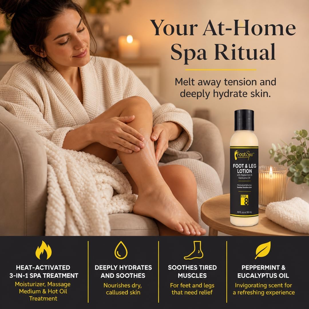 Foot SPA Heat-Activated Massage Lotion – 3-in-1 Thermally Stable Formula for Deep Muscle Relaxation & Dry Skin | Sulfate-Free, Silicone-Free, Cruelty-Free | Professional Spa & At-Home Use | 4 oz