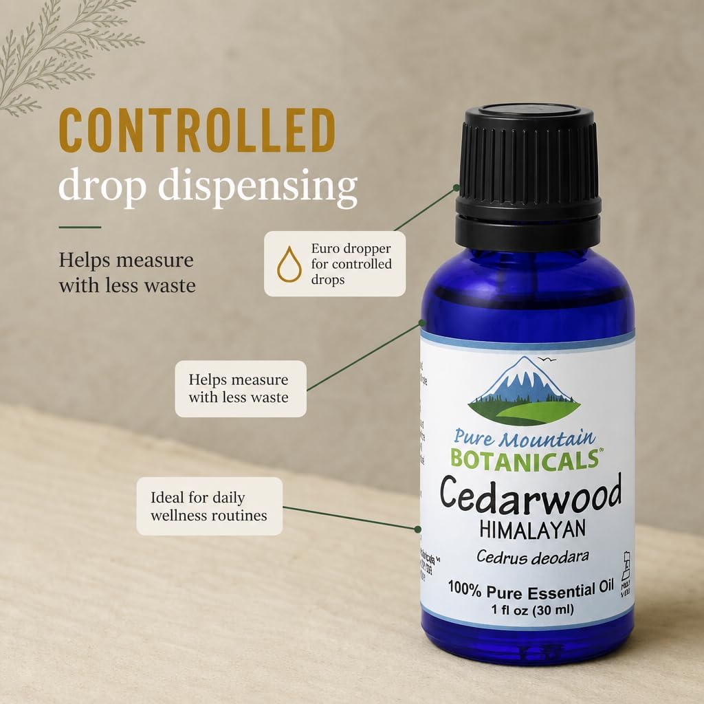 Cedarwood Essential Oil - Pure Natural & Kosher - 1oz Bottle Cedrus Deodara