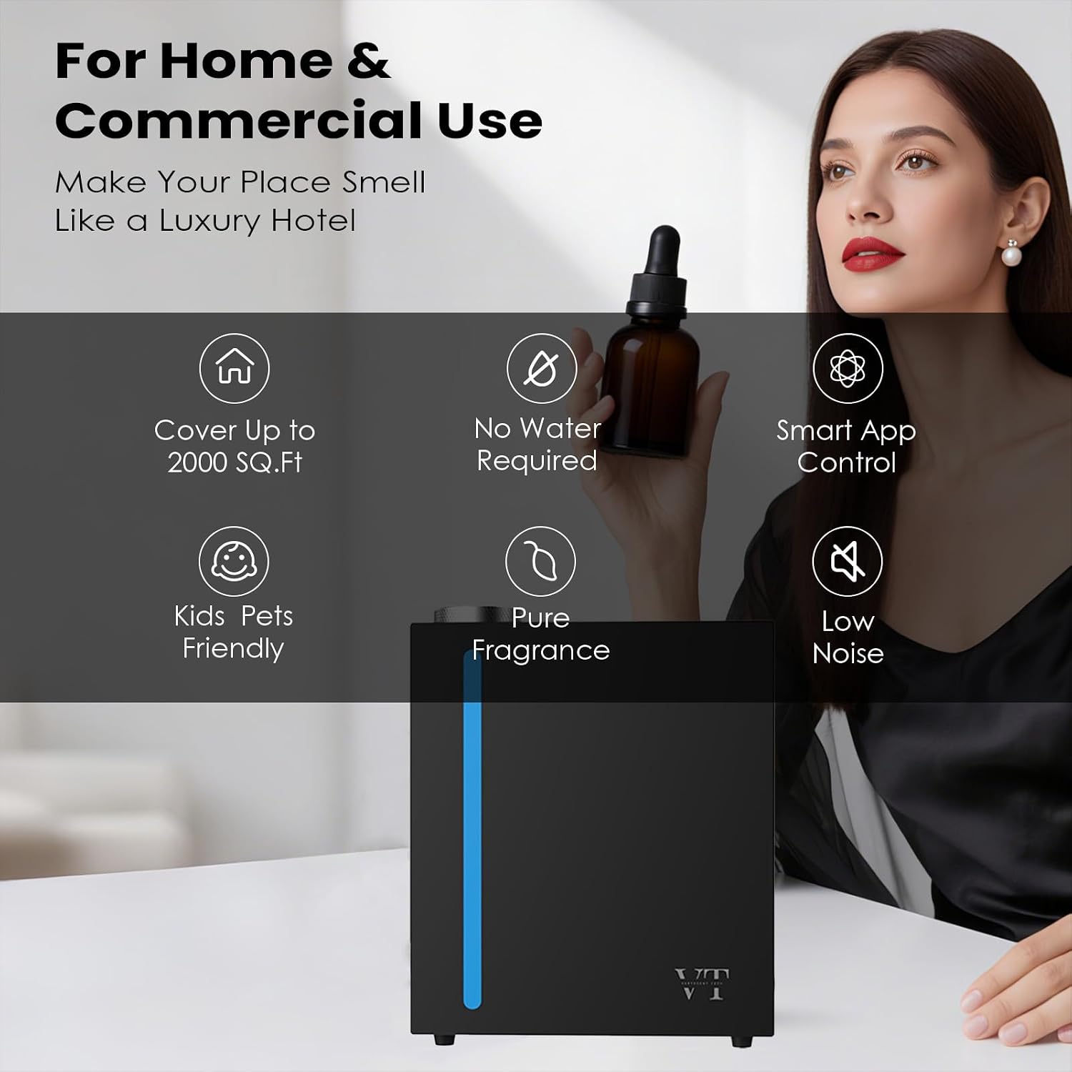Waterless Essential Oil Diffuser 3000 Sq.Ft Coverage for Large Home,Hotel,Office,Includes fragrance essential oil set.Cold Air Scent Diffuser Machine with Bluetooth App Control,HVAC Fragrance Diffuser