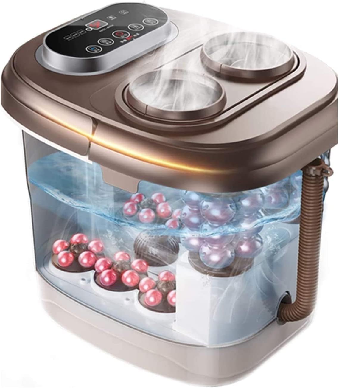 Foot Spa Bath Massager with Heat Bubbles Upgraded 6 Automatic Massage Rollers Pedicure Attachments Time Temprature Control Soothe Your Tired Feet