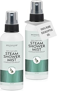 Aromasong Eucalyptus Shower Spray 2-Pack - 100% Pure Eucalyptus Oil - Natural Essential Oil Mist for Relaxing Aromatherapy Infusion Vapor for Hot Tub, Spa, Steam Sauna Room - Used for Sinus