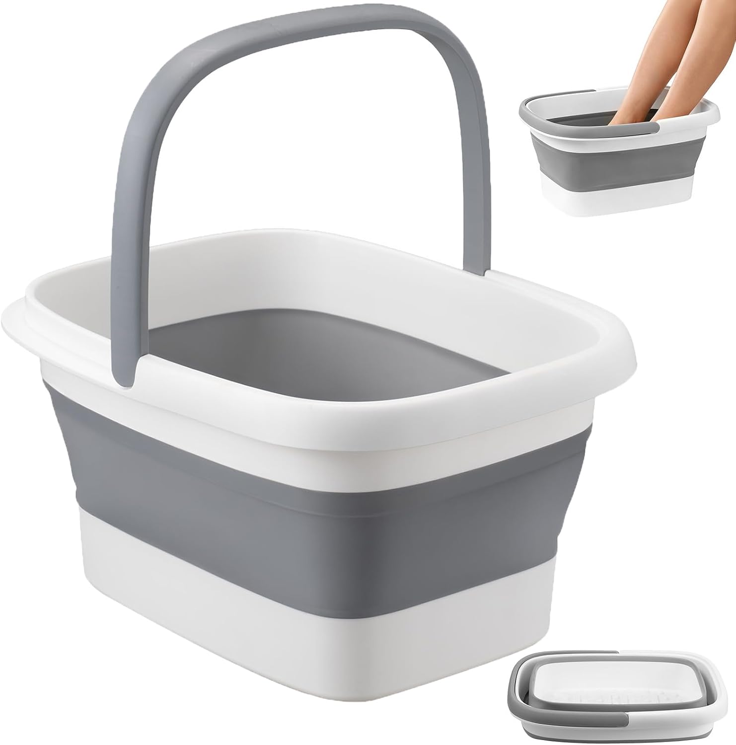 Collapsible Foot Bath Basin for Soaking Feet, Portable Foot Soak Tub with Handle & Massage Acupoint, Multifunctional Folding Bucket for Home Spa