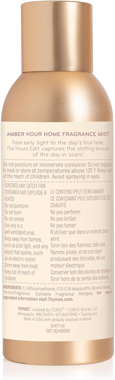 Thymes Home Fragrance Mist – Room Air Fresheners for Home Long Lasting – Air Freshener Spray – Scented Room Spray – with Notes of Crisp Apple, Warm Amber & Pear Blossom (Amber Hour, 3 oz)