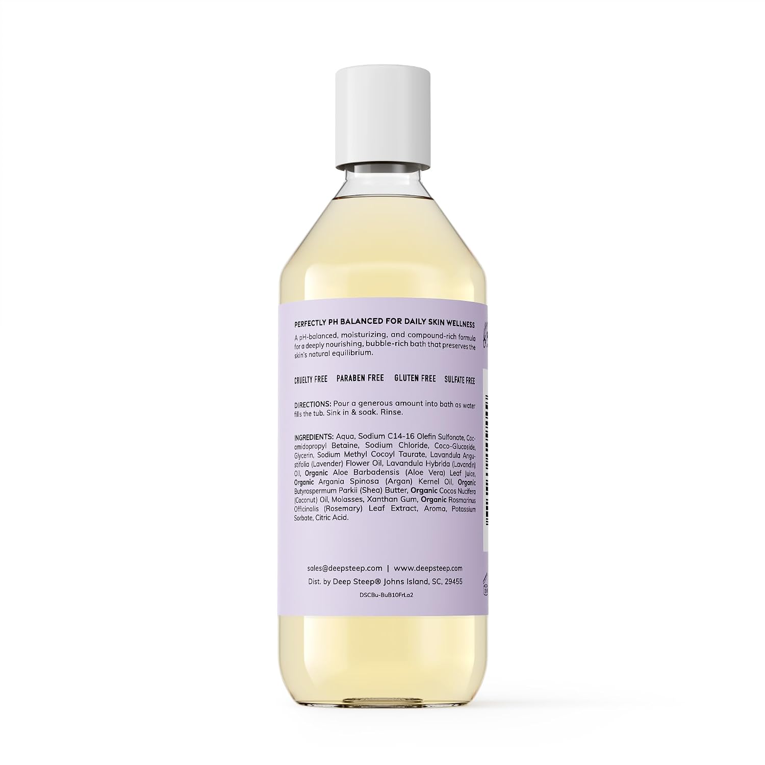 Deep Steep Bubble Bath, Fresh Lavender, 10 oz – Soothing Soak with Shea Butter, Argan Oil, Aloe Vera & Coconut Oil – Vegan, Sulfate-Free, PH-Balanced Clean Beauty