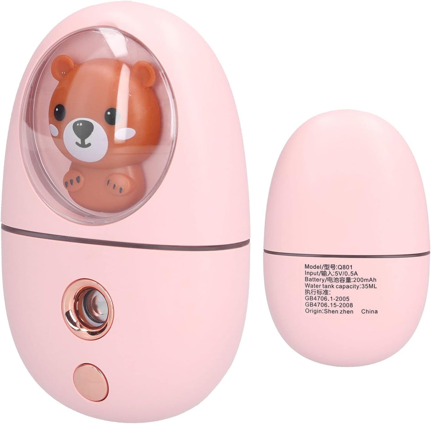 GLOGLOW Home Appliances Steamer Handheld Facial Mist Sprayer Cordless Face Moisturizer with 35ml Water Tank 60 Min Battery Warm Light for Home Travel Skin Care Hydration Portable Nano