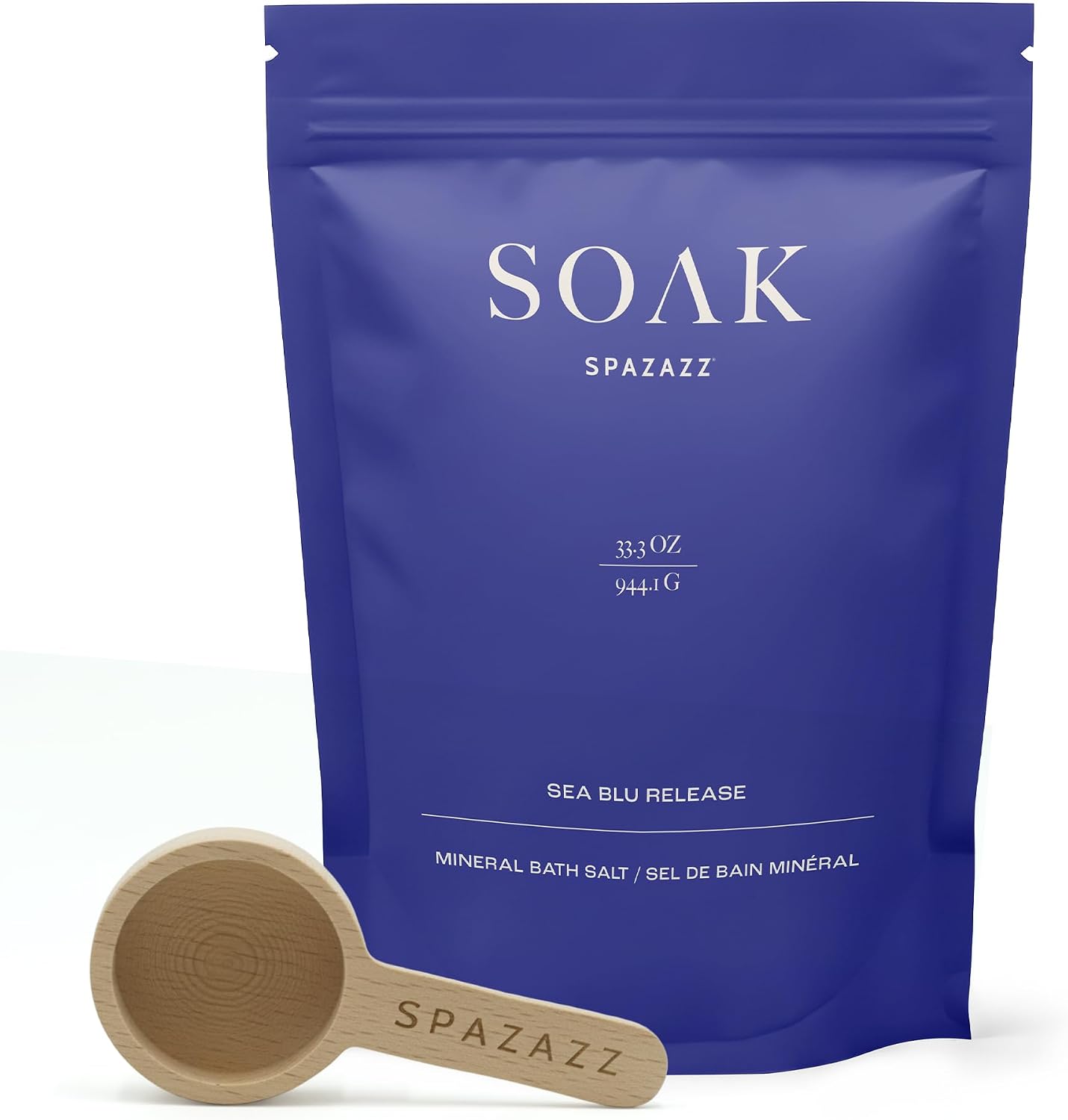 Spazazz Dead Sea Bath Salts with Magnesium & Arnica – Aromatherapy Mineral Bath Soak for Relaxation. Bathtub Soaking Salts – 33.3oz Salt Crystals with Bath Salt Scoop (Sea Blu Release)