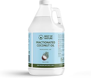 Best of Nature 100% Pure Fractionated Coconut Oil - Natural Massage Oil, Unscented Moisturizer for Men and Women, for Skincare and Hair Care, Carrier for Essential Oils, Half Gallon (64 fl oz)