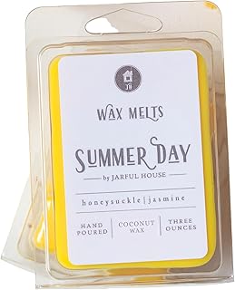 Summer Day Coconut Wax Melts – Honeysuckle Jasmine & Lemon Blend, 3 oz Clamshell with 6 Cubes, Long Lasting Floral Citrus Scent