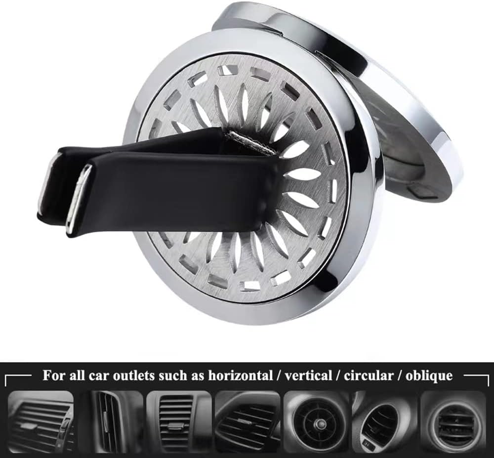 Car Aromatherapy Essential Oil Diffuser Stainless Steel Locket with Vent Clip