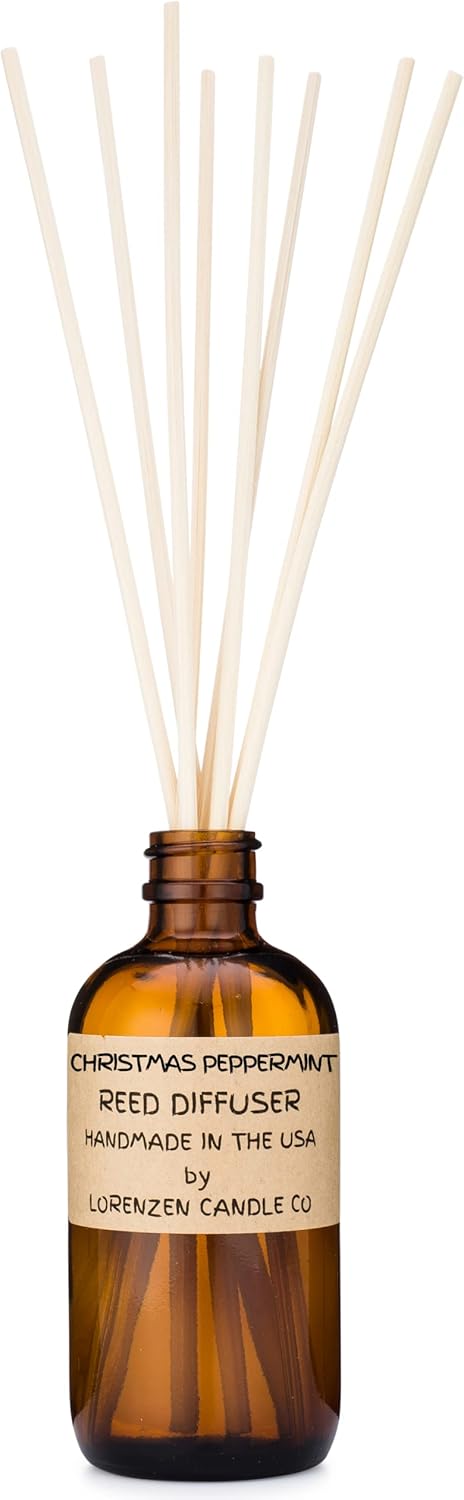 Christmas Peppermint Reed Diffuser Set | Handmade in The USA by American Workers | Lasts for 2-3 Months |