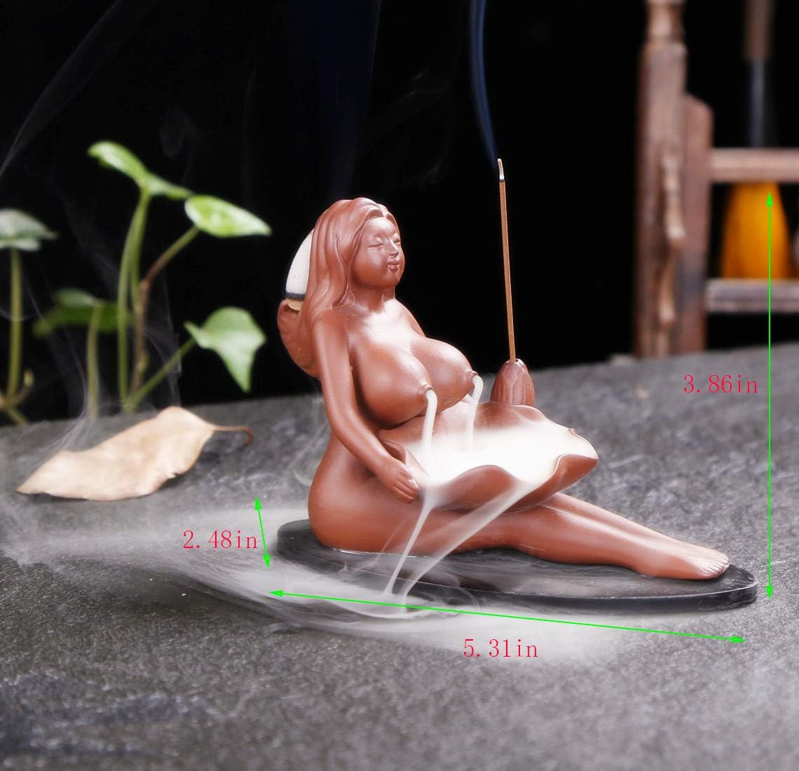 Sexy Lady Backflow Incense Burner Ceramic Incense Holder Smoke Cone Sticks Burner Ideal for Yoga Room Home Decoration Handicraft Gift