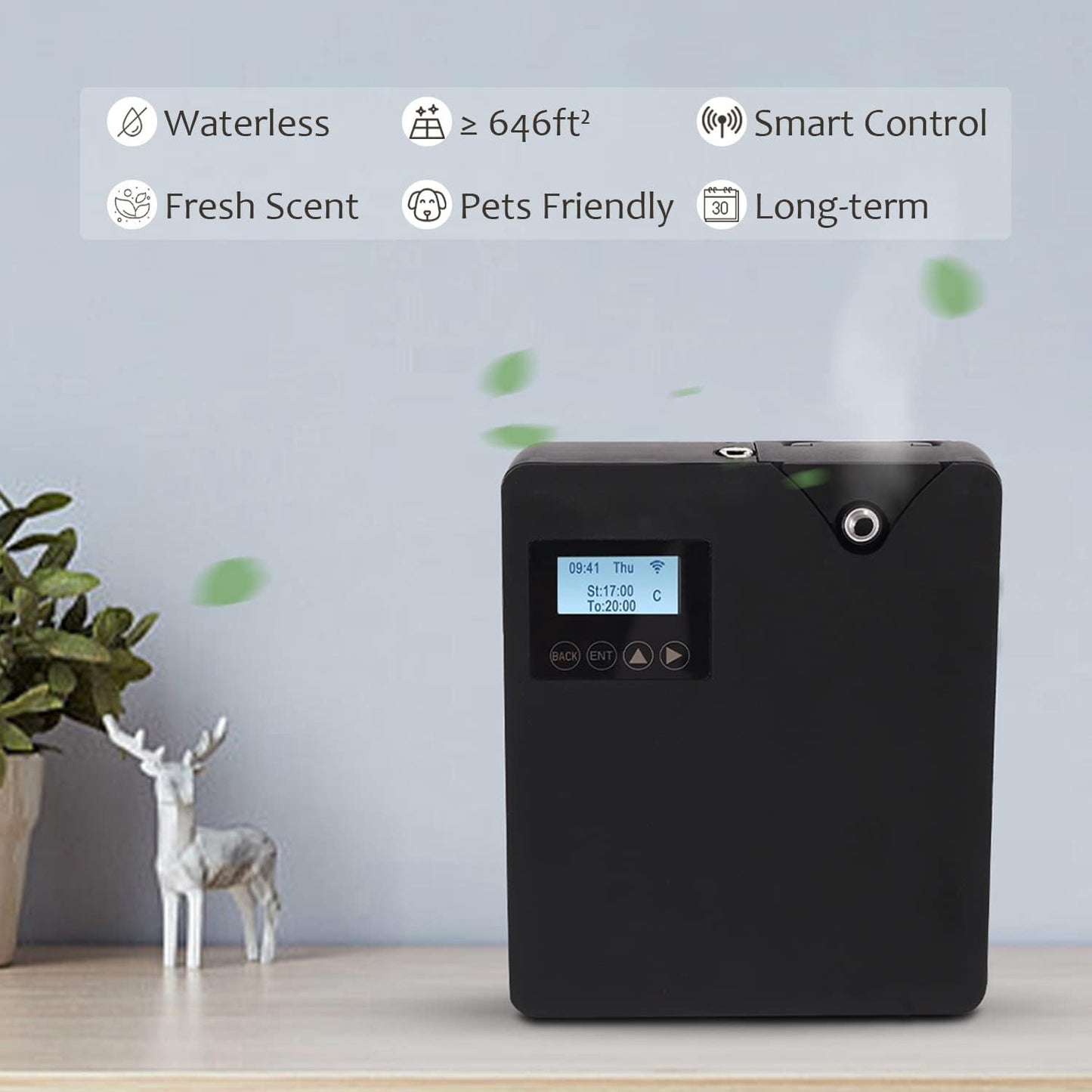 Smart Scent Essential Oil Diffuser, Professional Waterless Nebulizing Scent Air 300ml, HVAC Scent Diffuser for Home, Hall, Hotel, Office, Spa - Black