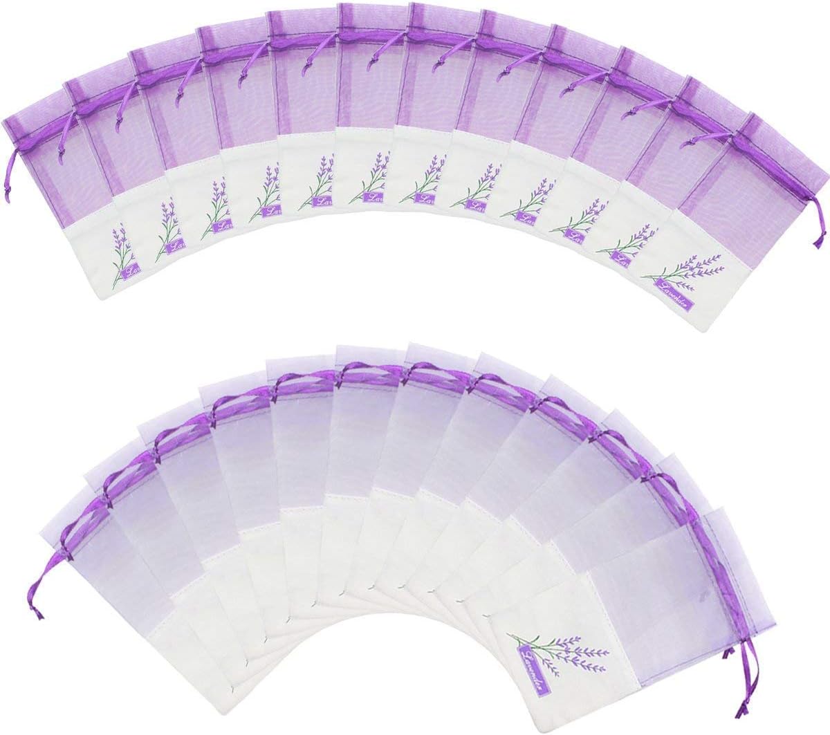 Sachet Empty Bags Linen Fabric Bags Organza Gauze Bags for Lavender, Spice and Herbs (24pcs Purple Drawstring Bag)