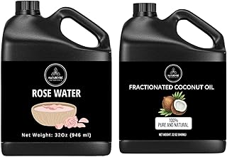 Naturevibe Botanicals Premium Rose Water 32oz and Fractionated Coconut Oil 32oz | Oil Combo.