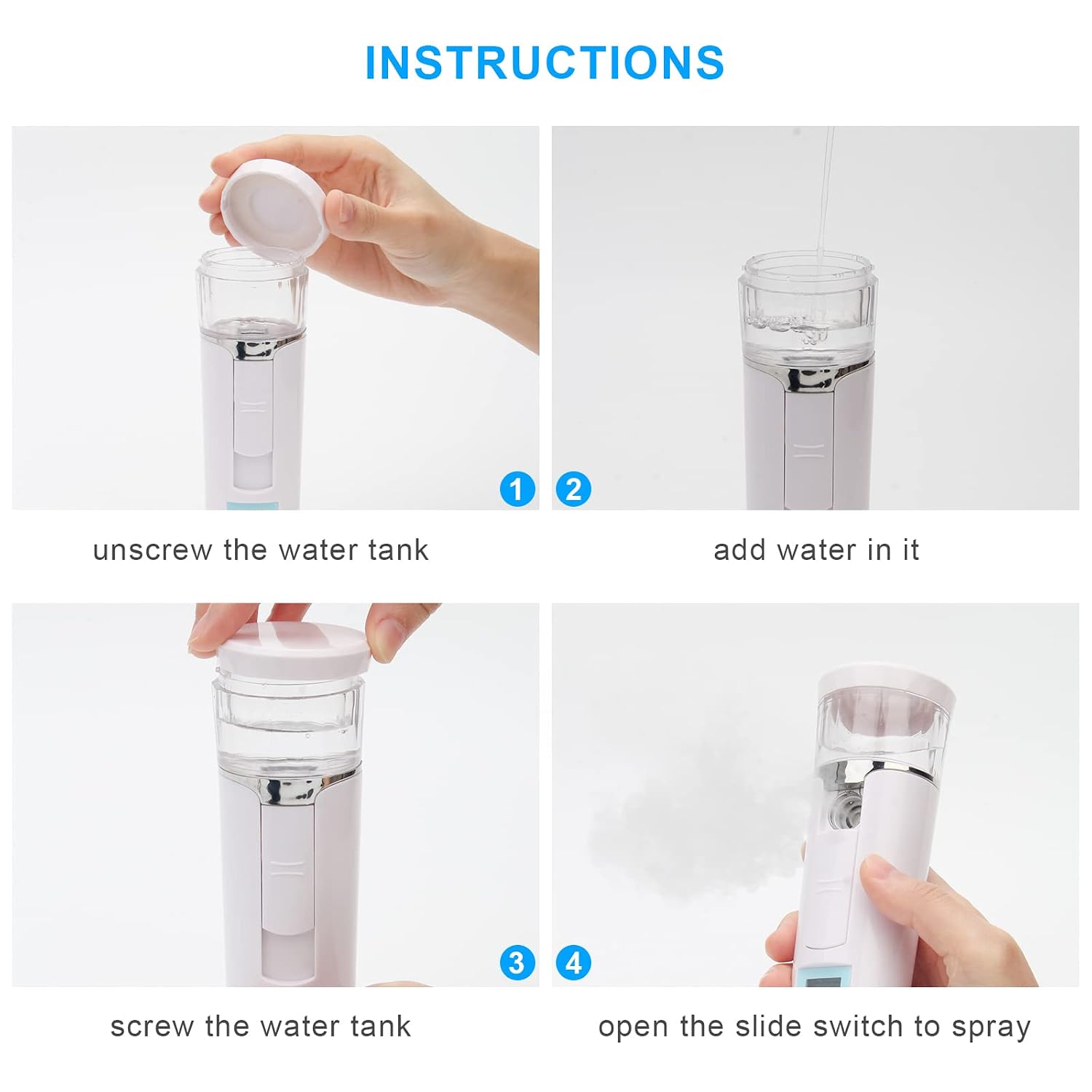 Nano Facial Mister, Mini Facial Steamer, Handy Moisturizing Mist Sprayer, Atomization Eyelash Extensions Skin Care Steamer, USB Rechargeable (Water Supplementer) (50ml)