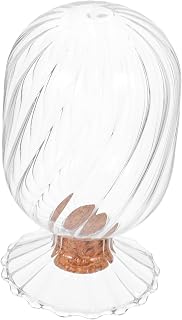 Decorative Glass Match Holder Helix Shaped Cloche with Cork Lid for Striker Stylish Empty Storage Jar for Home Bathroom Display and Fireplace Use