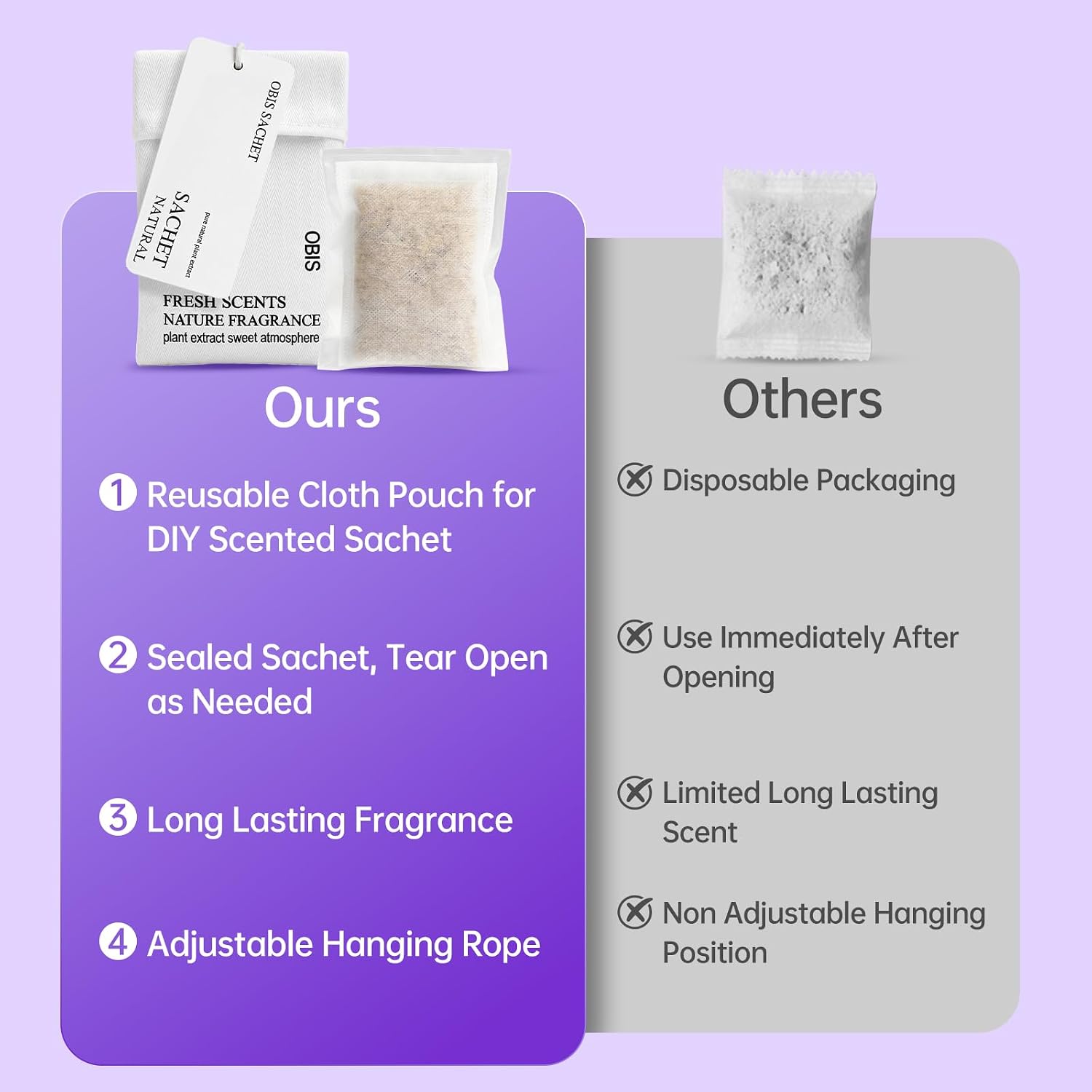 10 Pack Lavender Sachets for Drawers and Closets, Long-Lasting Home Fragrance Sachet, Scented Sachets for Bedroom, Closet, Drawer and Car
