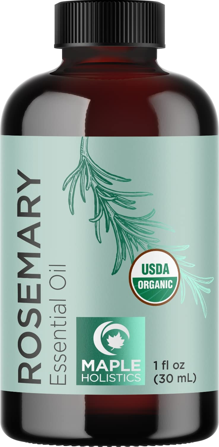 Certified Organic Rosemary and Pumpkin Oils - Pure USDA Organic Rosemary Essential Oil for Hair Skin and Nails plus Aromatherapy with Certified Organic Pure Pumpkin Seed Oil for Hair Skin and Nails