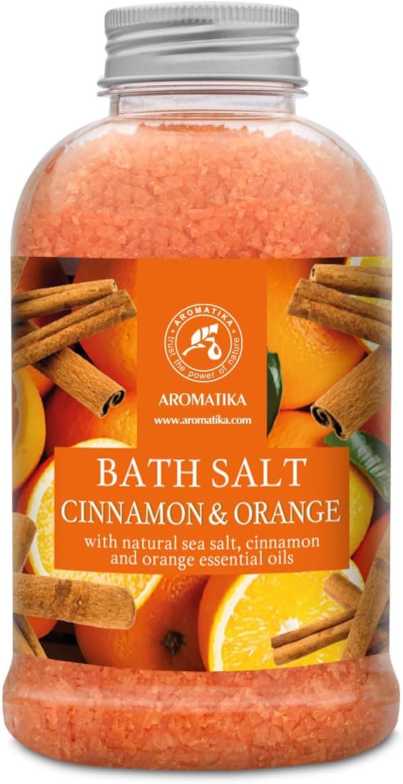 Cinnamon & Orange Aromatherapy Salt – 21.16 oz (600 g) – with Orange and Cinnamon Essential Oils – Natural Bath Soak – Relaxation & Body Care