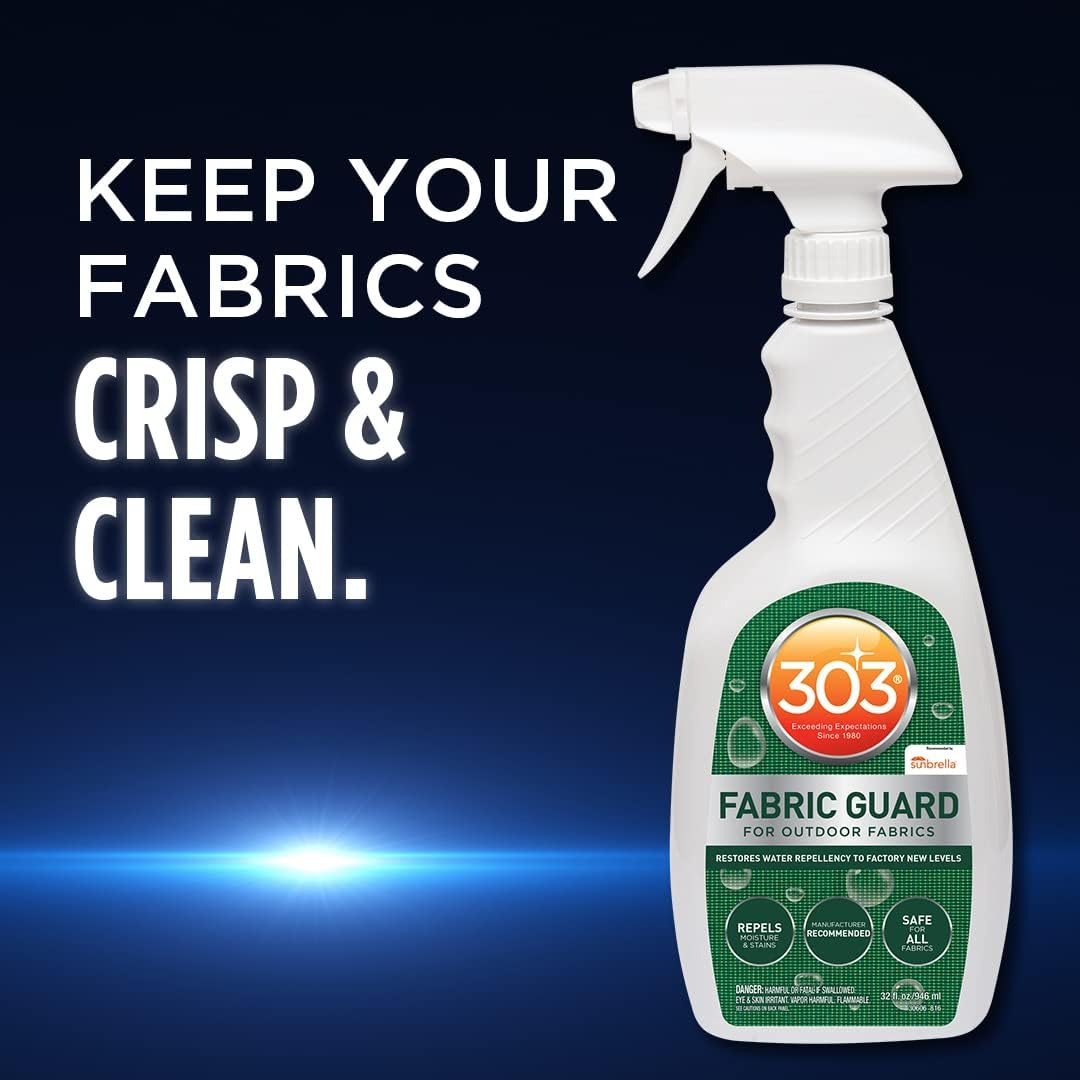 303 Products Fabric Guard, Water Repellent Spray for Outdoor Fabrics – Protects Upholstery, Cushions & Canvas, Stain Protection, Sunbrella Recommended, 32 oz