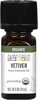 Aura Cacia Certified Organic Pure Vetiver Essential Oil, 0.25 fl. Oz