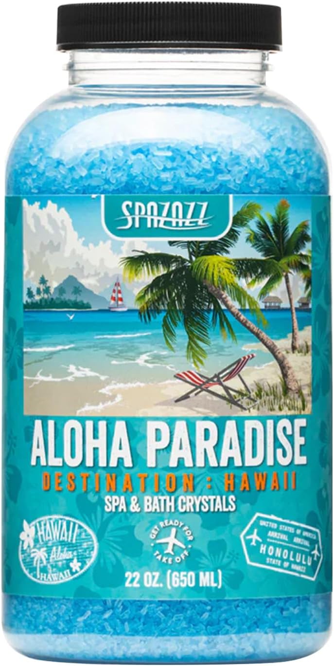 Spazazz Destinations - Hawaii - Aloha Paradise - Natural Spa & Bath Salt Aromatherapy Crystals 22oz -Skin Softener - Safe For Your Hot Tub & Kids