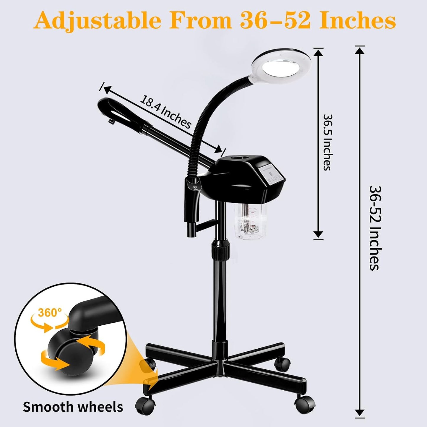 Professional Facial Steamer on Wheels,2 in 1 Face Steamer with 5X Magnifying Lamp and Ozone Function for Home and Beauty Spa Use
