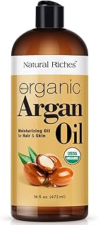 Natural Riches Organic Argan Oil of Morocco 16oz Penetrating Hair oil Deep Moisturizing Serum for Dry, Damaged & Coarse Hair pure Moroccanoil Cold Pressed for Hair, Face and Body