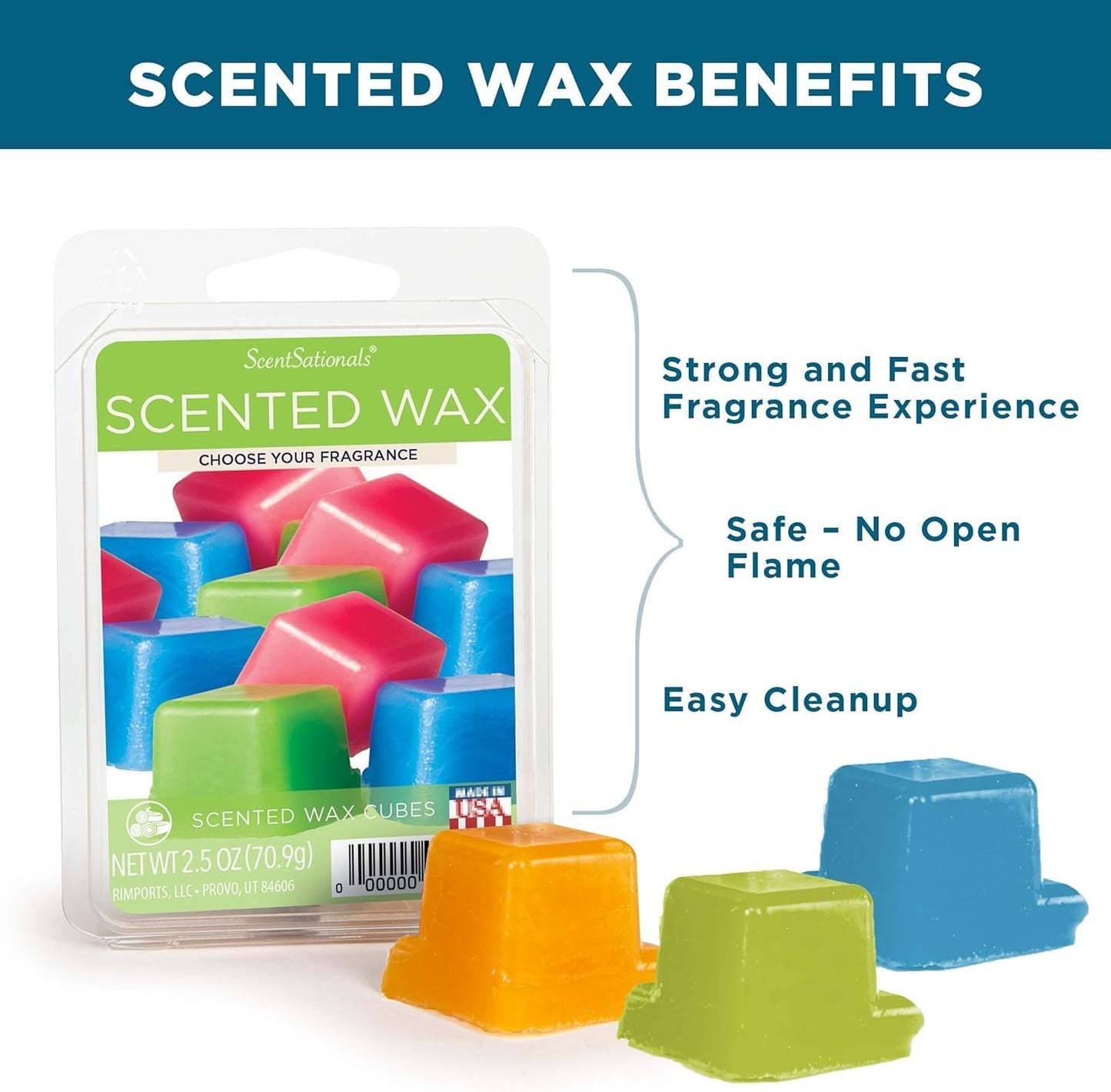 ScentSationals Unicorn Cake Scented Wax Melts - Vanilla Cake, Strawberry, & Sugarcane, 10oz (24 Cubes)