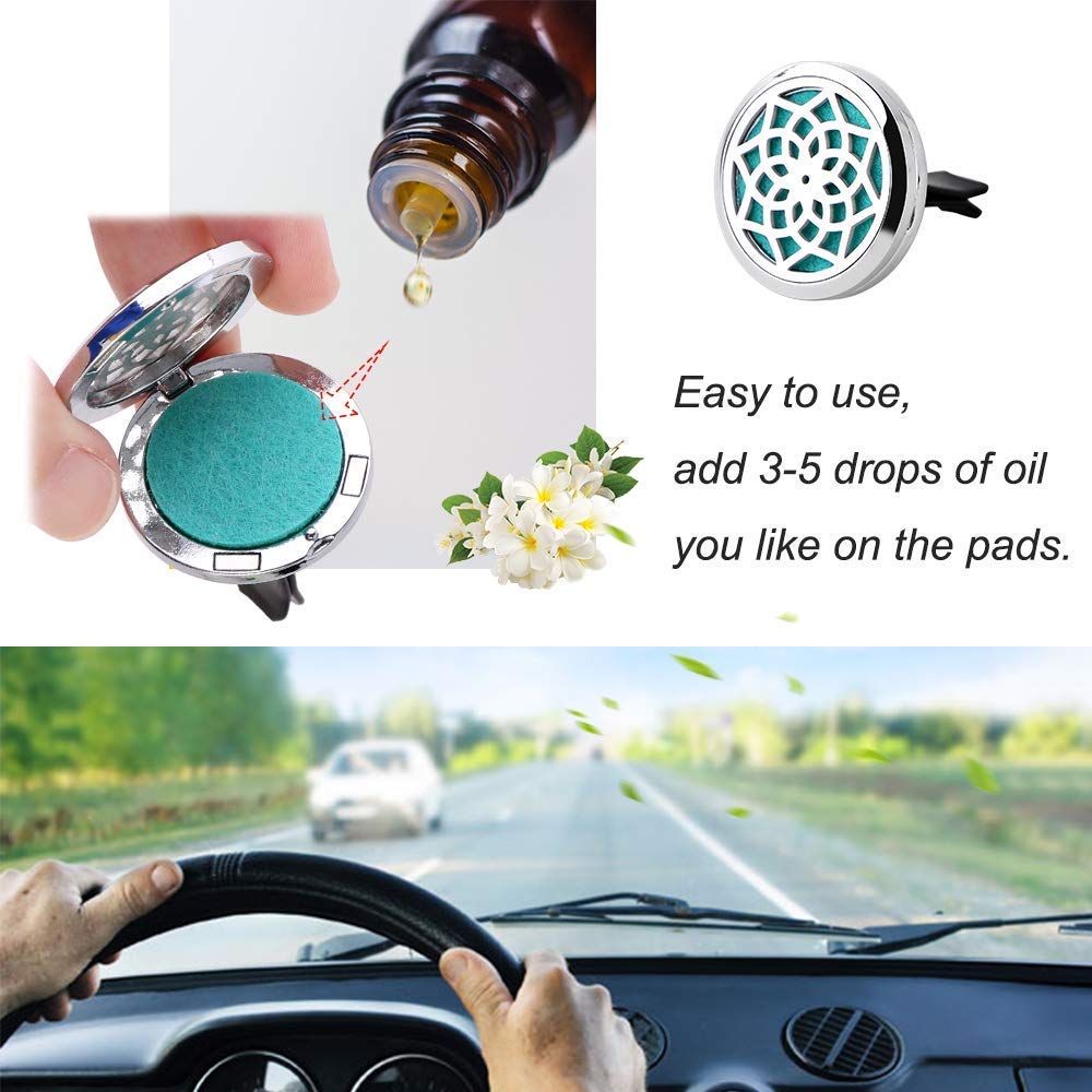 3 PCS Essential Oil Car Diffuser Vent Clips + 42pcs Replacement Refill Pads