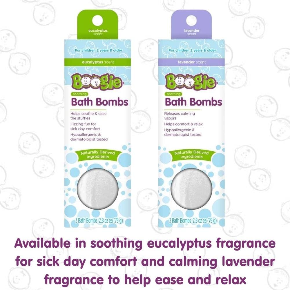 Boogie Kids Bath Bombs, Naturally Derived, Made with Aloe and Calming Vapors, Lavender, 3 Bath Bombs, 2.8 oz, Pack of 1
