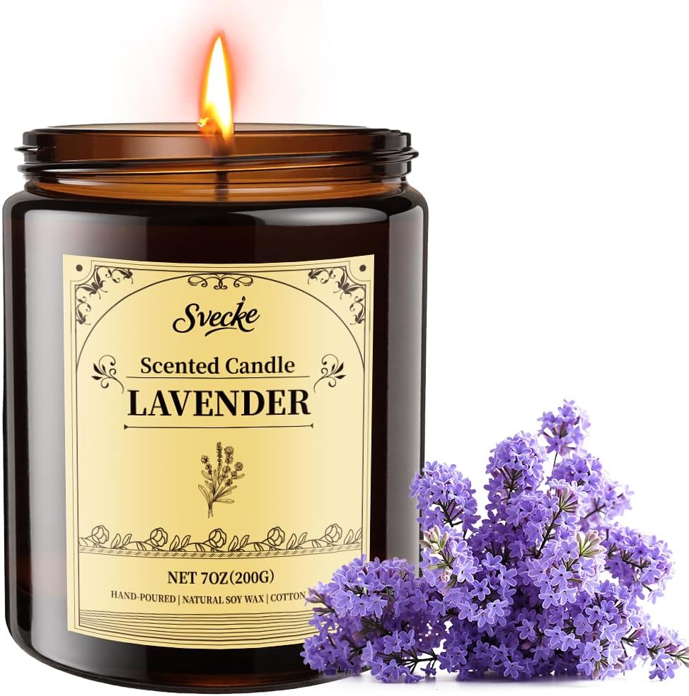 Lavender Scented Candles, 7oz Soy Wax Candle, Long Lasting Aromatherapy Jar Candle for Home, Scented Long Burning Candle Gift for Women and Men