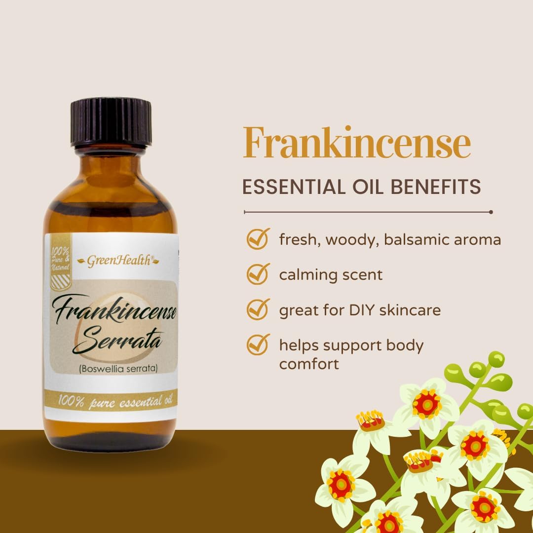 Frankincense Serrata – 1 fl oz (30 ml) Glass Bottle – 100% Pure Essential Oil – GreenHealth