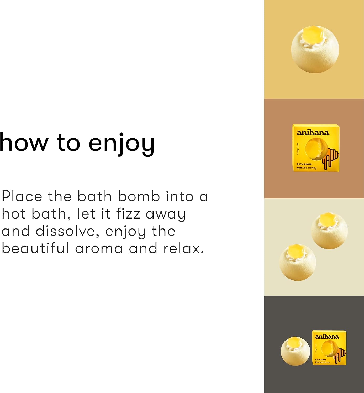 ANIHANA Bath Bomb with Coconut Oil, Paraben Free, Hand-Crafted Luxury Fizzers, Refreshing Manuka Honey Scent, 6.3 oz