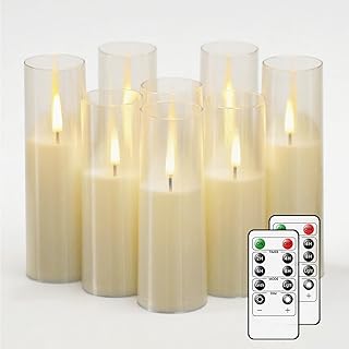 MUMCHASI 8Pcs Flameless Candles, Battery Operated Candles, LED Flickering Candles with Remote, Realistic Dancing Flame, Acrylic Ribbed Design for Home Holiday Wedding, Party D2.2 (Ivory)