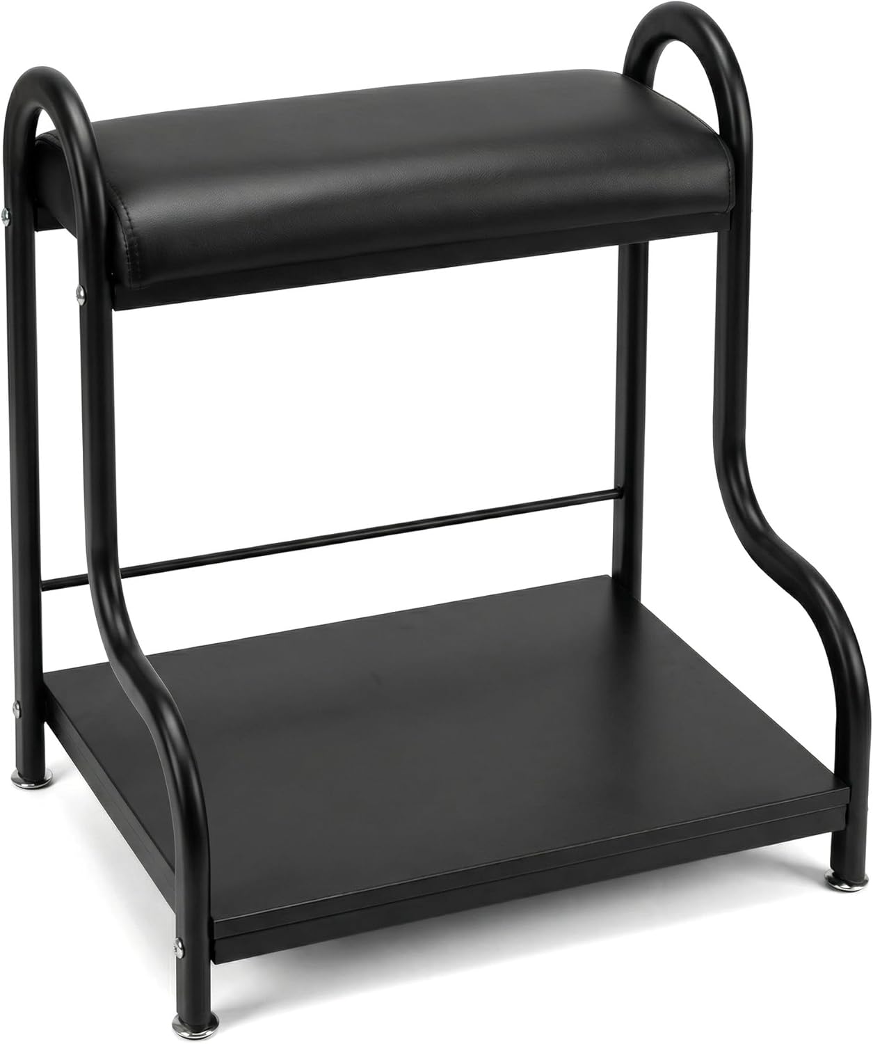 Foot Bath Spa Trolley Cart, Heavy-Duty Reinforced Frame Pedicure Stool with Magnifier Lamp Hole & Foot Rest, Ergonomic Multi-Purpose Foot Massage Manicure Station for Salon/Home, Black