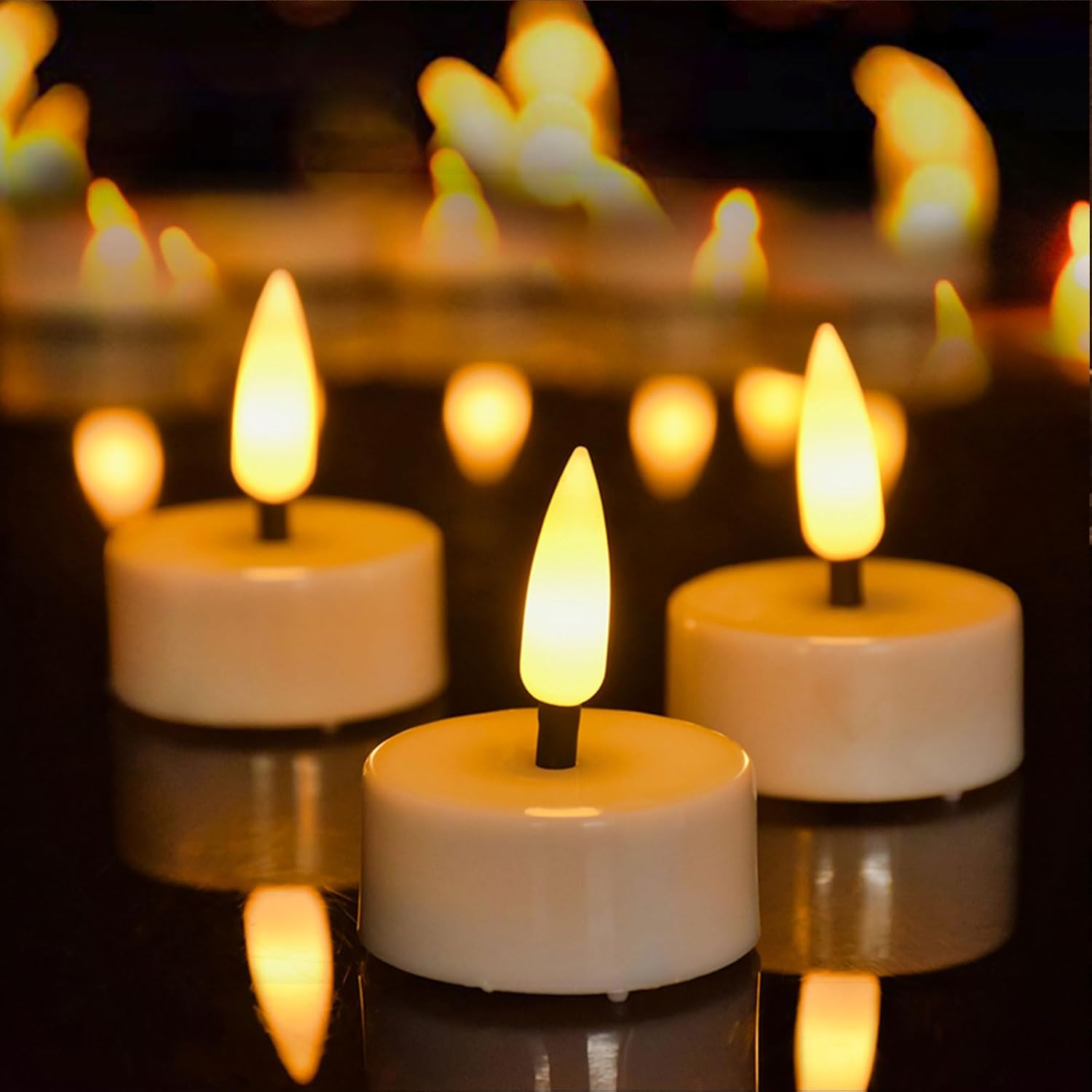 ENERJARY LED Tea Light Candles with Timer Flickering Flame 12pcs Battery Operated Realistic Bright Unscented Tea Light Fake Candles for Romantic Wedding Home Xmas Decor Birthday Halloweens Warm White