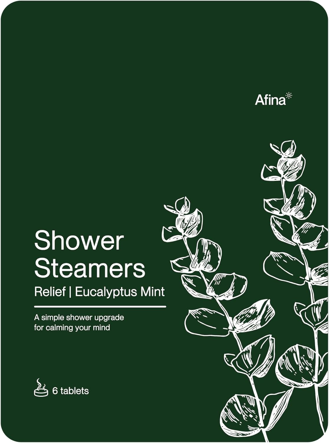 Afina Shower Steamers | Relief | Eucalyptus Mint | Natural Aromatherapy for Stress Relief and Relaxation | Spa Gifts for Women & Men (6 Count)