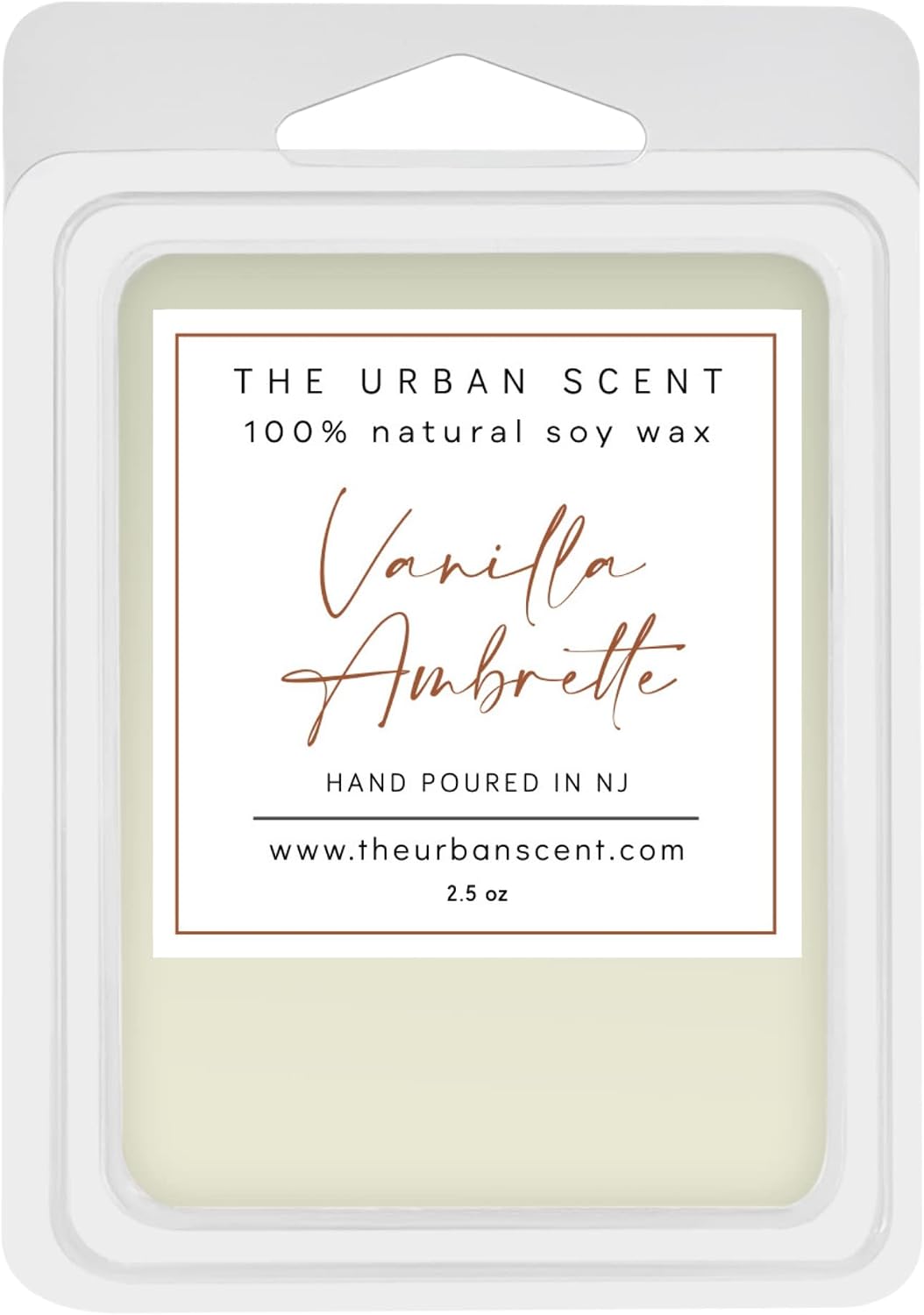 Vanilla Ambrette Wax Melts – Scented Soy Wax Melts, Spiced Vanilla & Soft Woods Home Fragrance, 6 Cube Clamshell, 2.5 oz