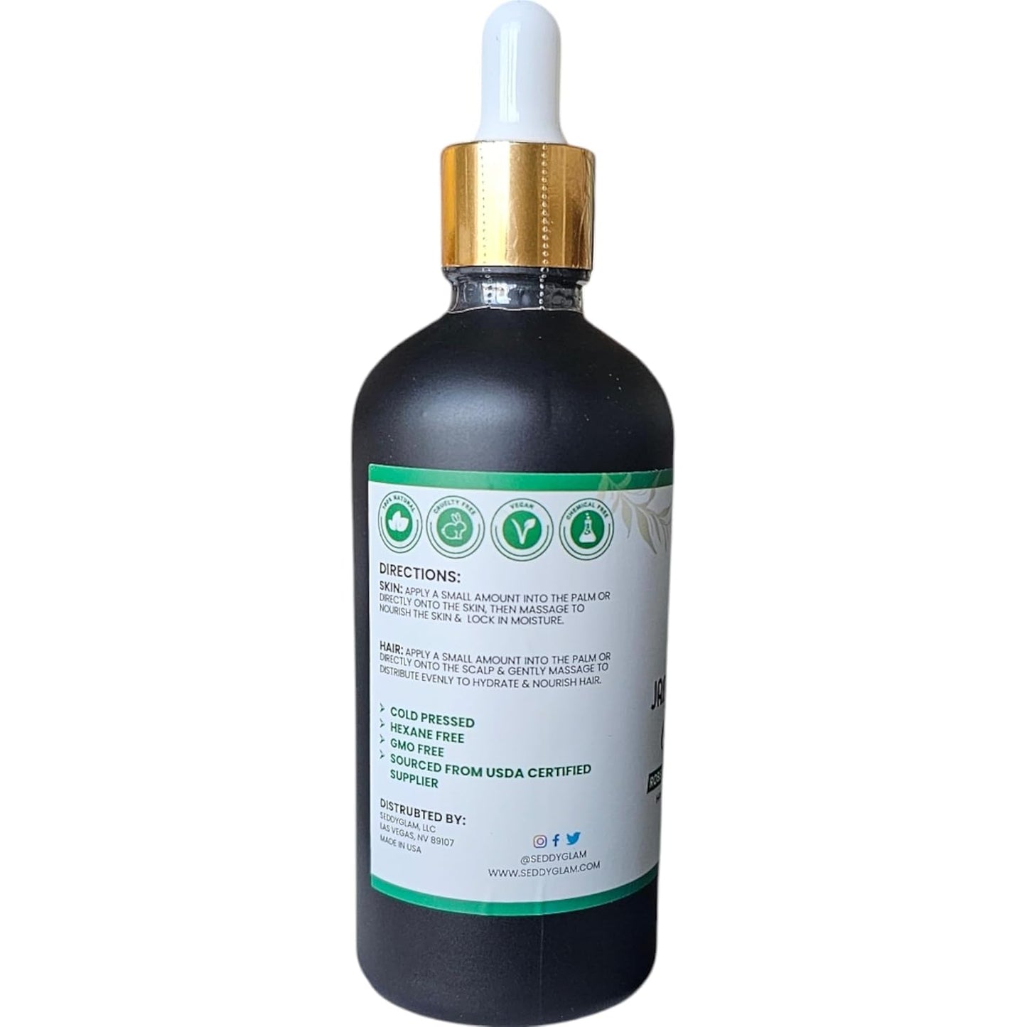 Seddy Organic Jamaican Black Castor Oil with Rosemary & Peppermint – Cold-Pressed, Hexane-Free Hair Growth & Scalp Treatment Oil for Thicker, Stronger Hair, Edges & Beard – 3.4 fl oz