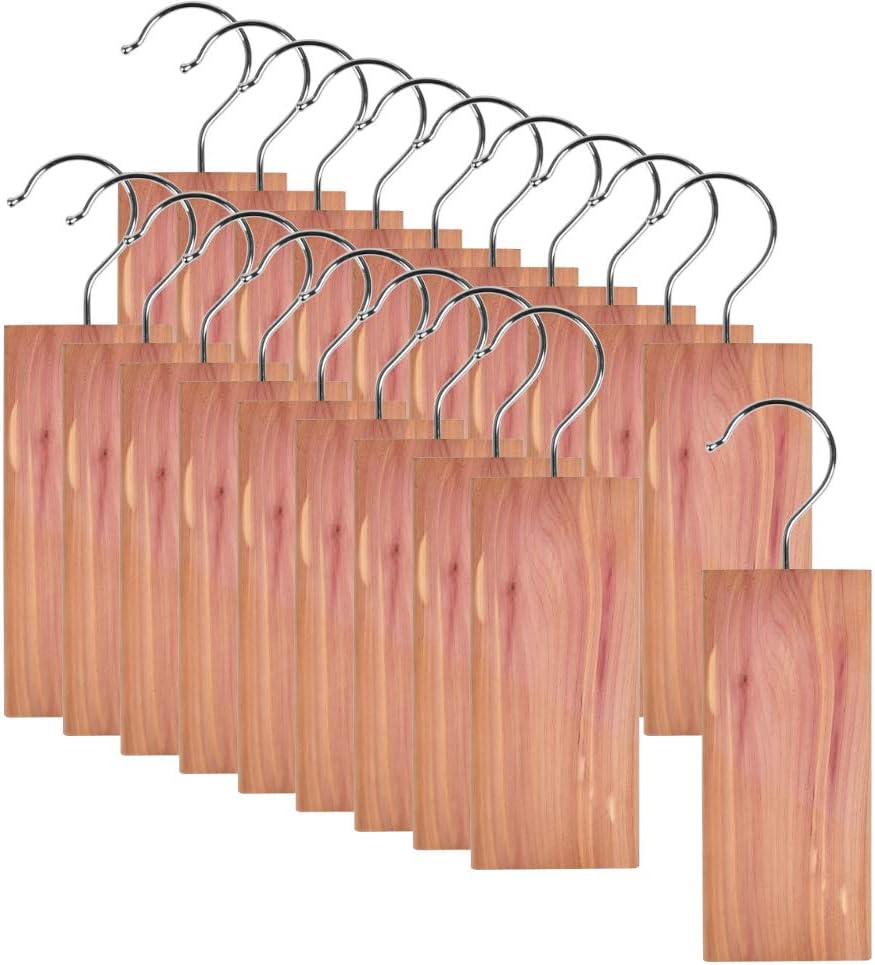FOCCTS 20 Pcs Cedar Blocks for Closet Storage, Aromatic Red Cedar Planks Chips for Closets and Drawers C edars Wood Hangers