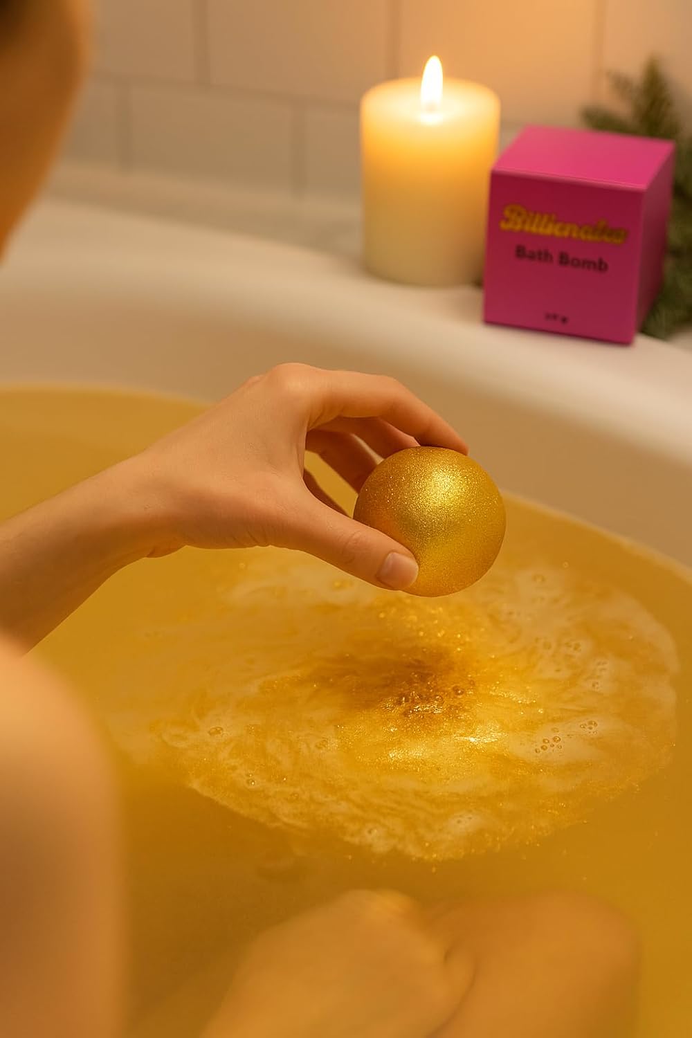 Gold Billionaire Bath Bomb – Lavender Scented, 5 oz – Surprise Prize Hidden Inside – Luxury Spa Gift for Women, Relaxing Fizzy Soak
