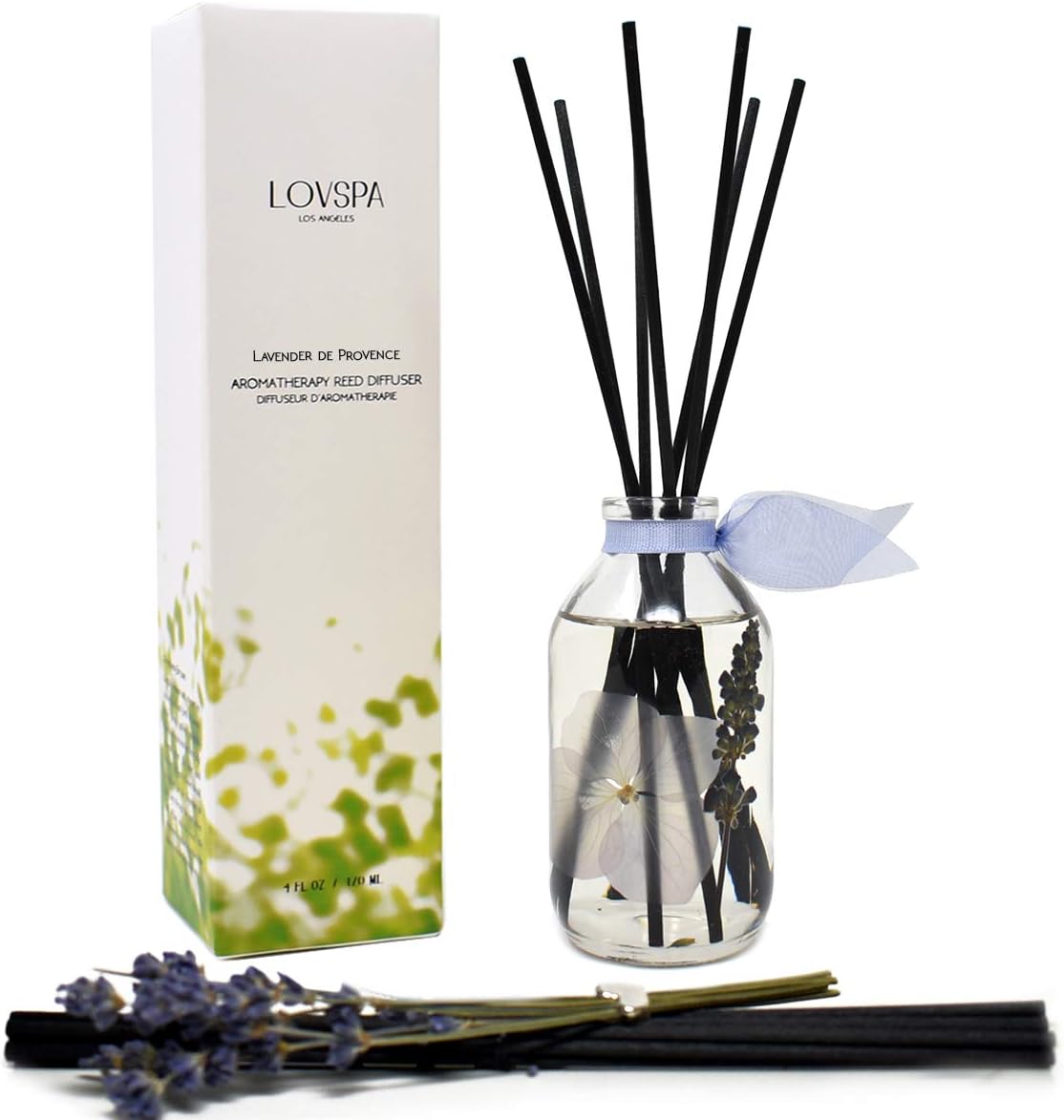 Reed Diffuser Set, Lavender De Provence Scented Oil Diffuser with Sticks, Home Fragrance Accessories for Bathroom Shelf Decor, Aroma Diffusers for Home or Office Desk, USA Made