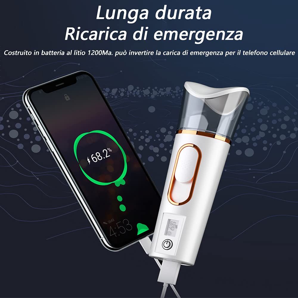 Handy Nano Mist Sprayer with Skin Analyzer Moisture Tester | Portable Facial Atomization, Eyelash Extensions Steamer, Large Capacity, Face Moisturizing & Hydration